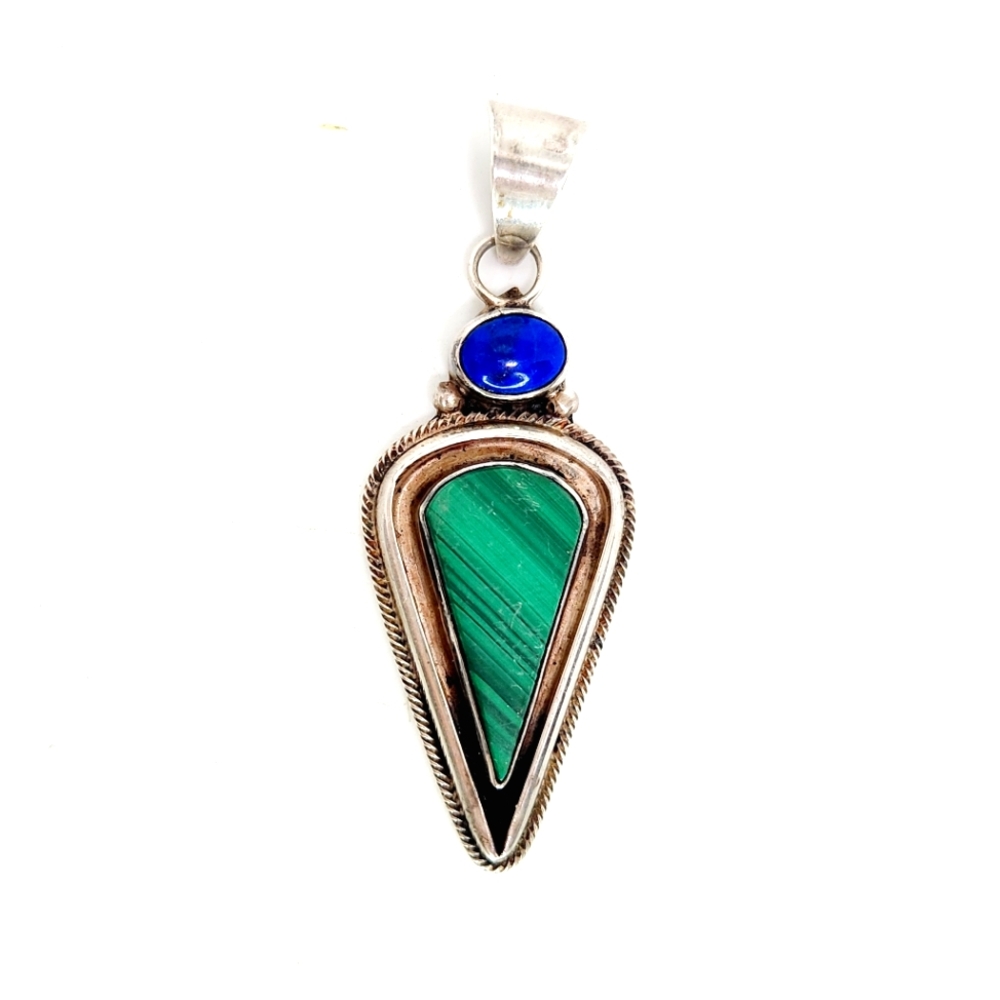 Native American Circle JW Jack Whittaker GR Navajo Sterling Malachite Pendant